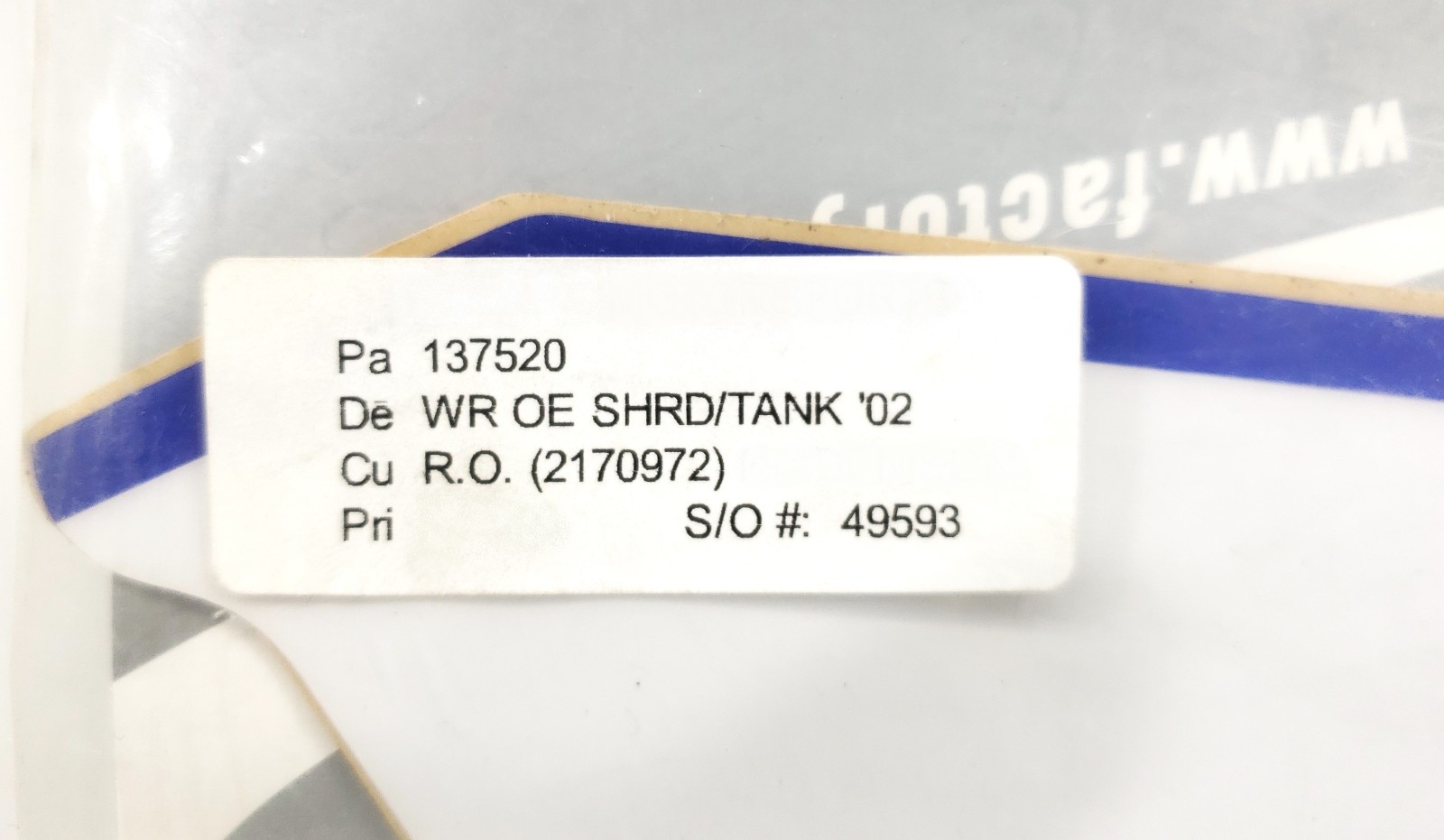 Factory Effex 2002 Style Tank/Shroud Graphics 98-02 Yamaha WR250F WR400F WR426F
