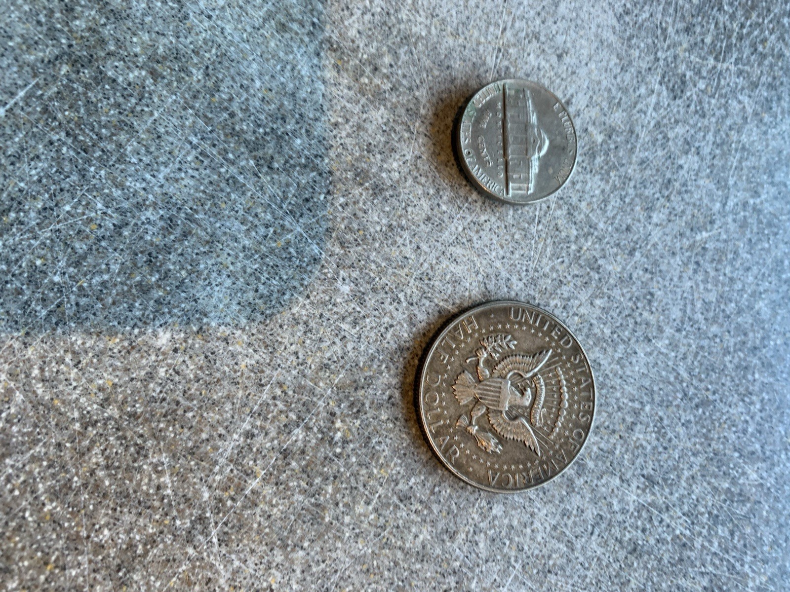 Trick Tail Double Sided Kennedy Half Dollar & Water Squirting Nickel