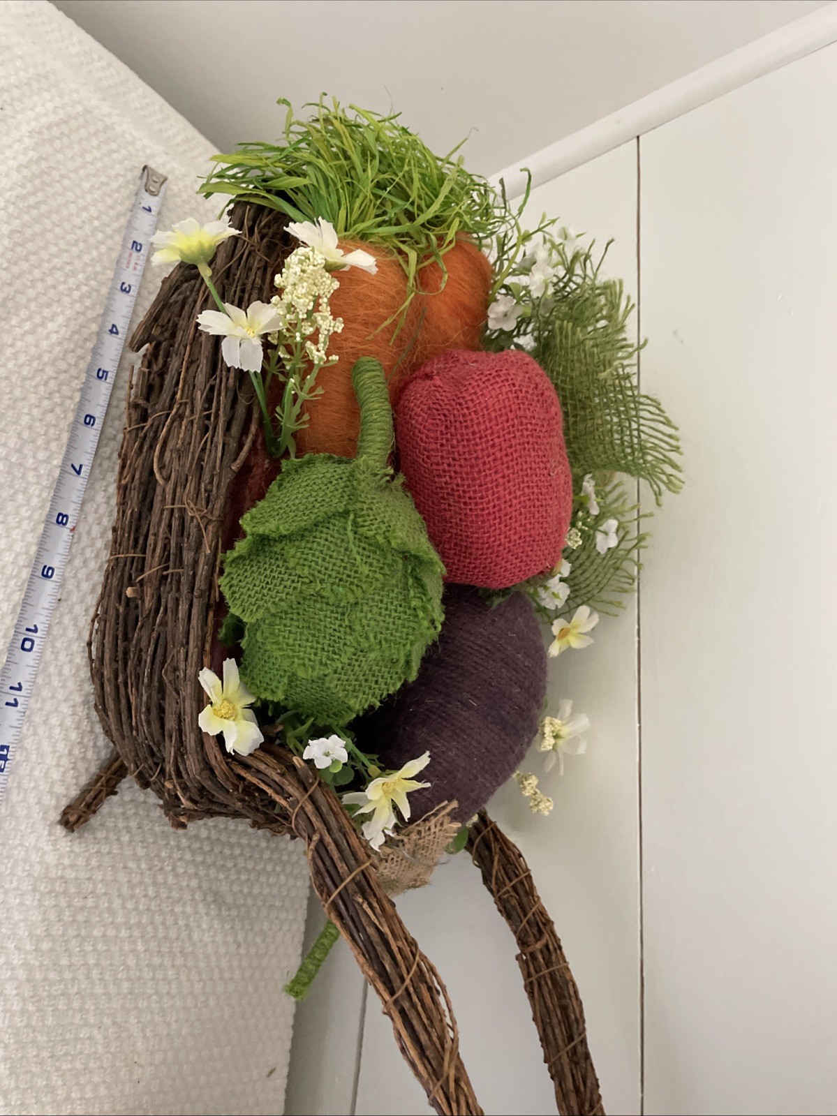 Sisal Straw 19" Tall Dressed w/ Top Hat Bunny Rabbit w/ Carrot Easter Home Decor