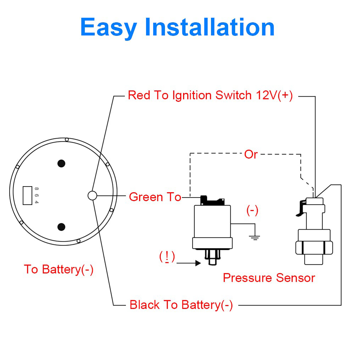 2" 52mm Digital LED Electronic Oil Pressure Gauge Meter W/Sensor 0-150 PSI