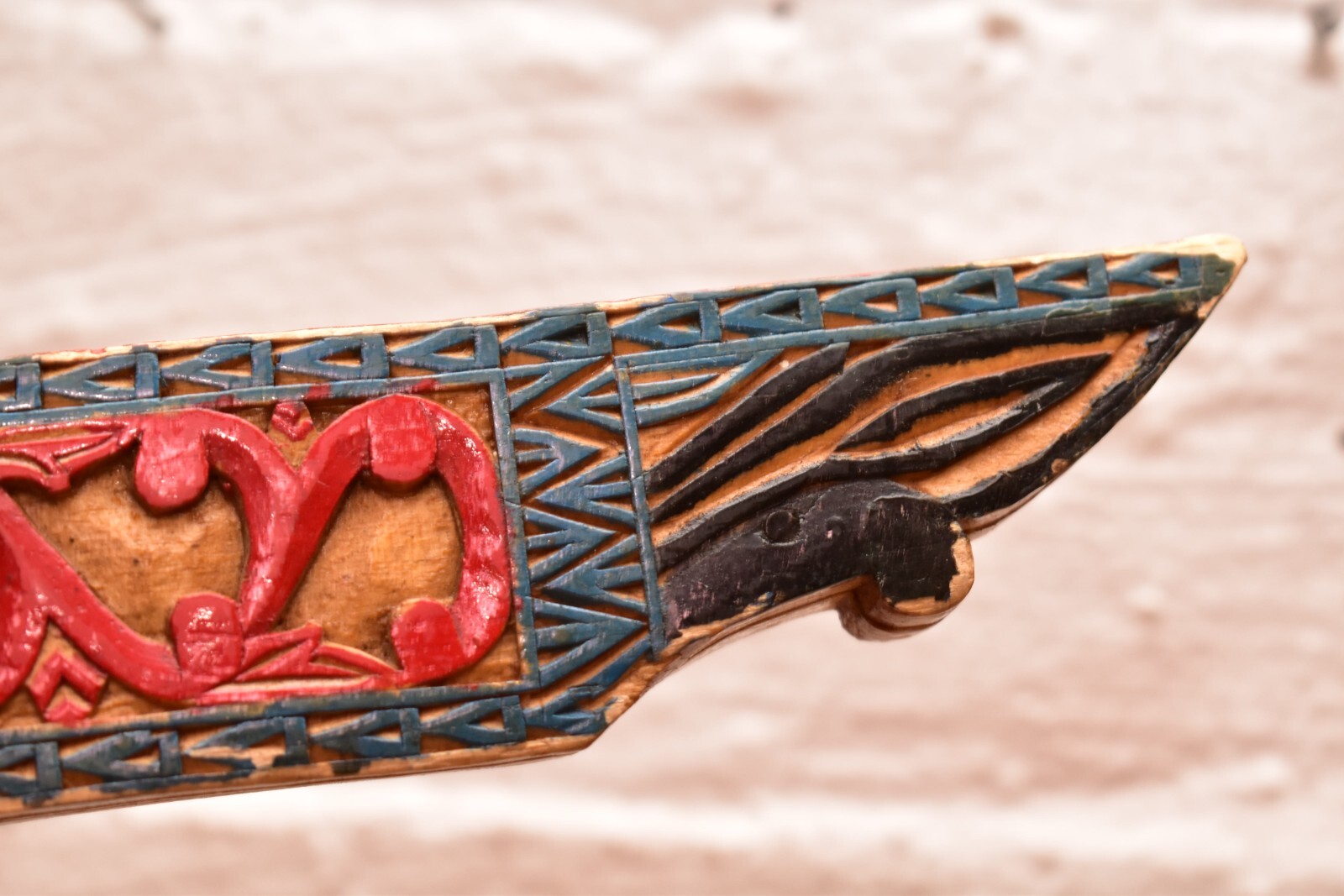 Old South East Asian Mandau Dayak Headhunters Sword Borneo Finely Carved Handle