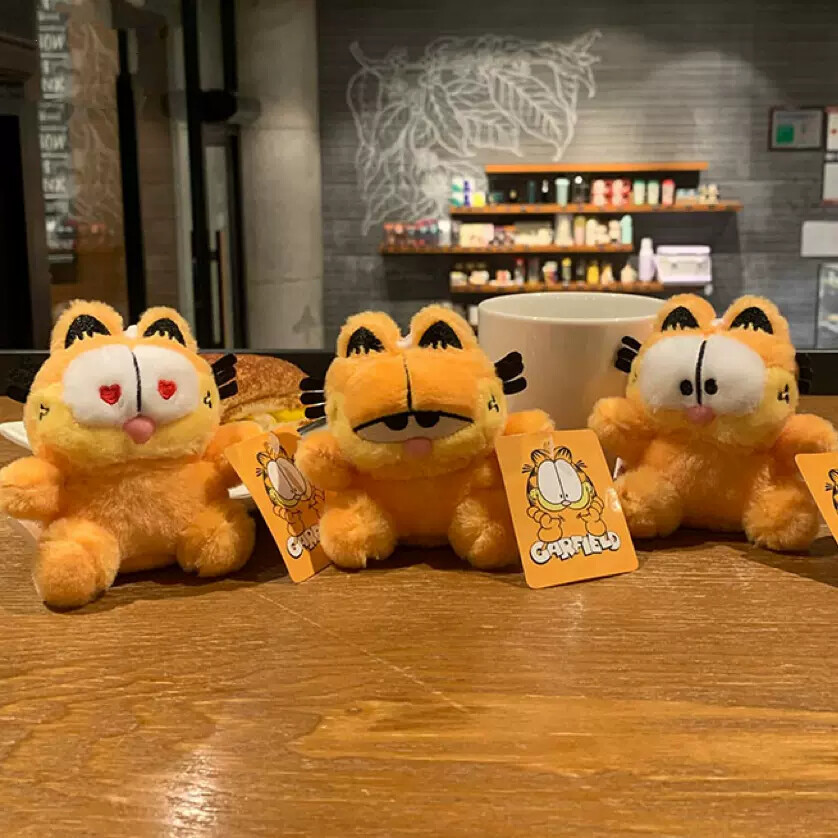 4 '' Mini Cute cartoon Garfield plush doll keychain Pendant Kid presents gifts