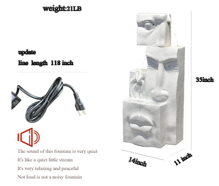 Modern 4 Tire Water Fountain Lighted Contemporary Garden Waterfall Art Sculpture