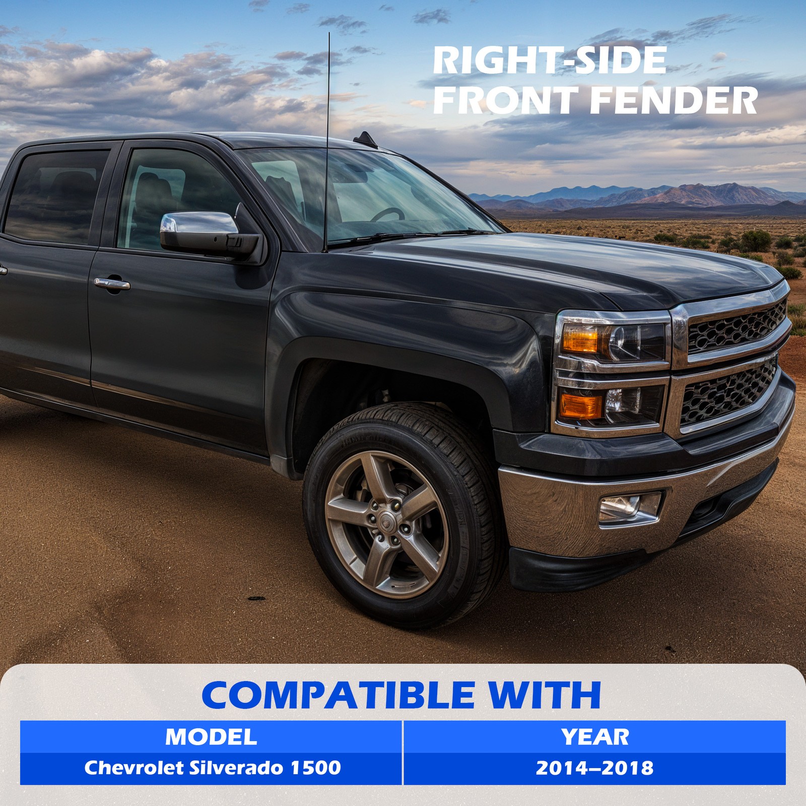 Fender For Chevrolet Silverado 1500 2014-2018 Front Passenger-Side RH Assembly