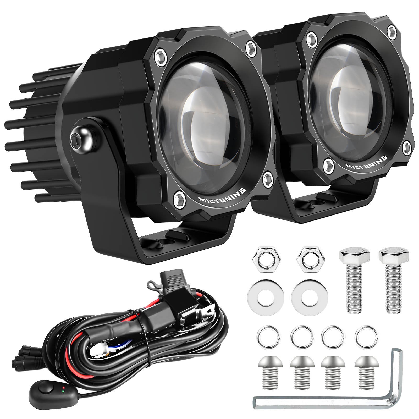 MICTUNING Light Pods 3 Inch 72W Square Off-Road Driving Fog Lamp Spot Flood Beam