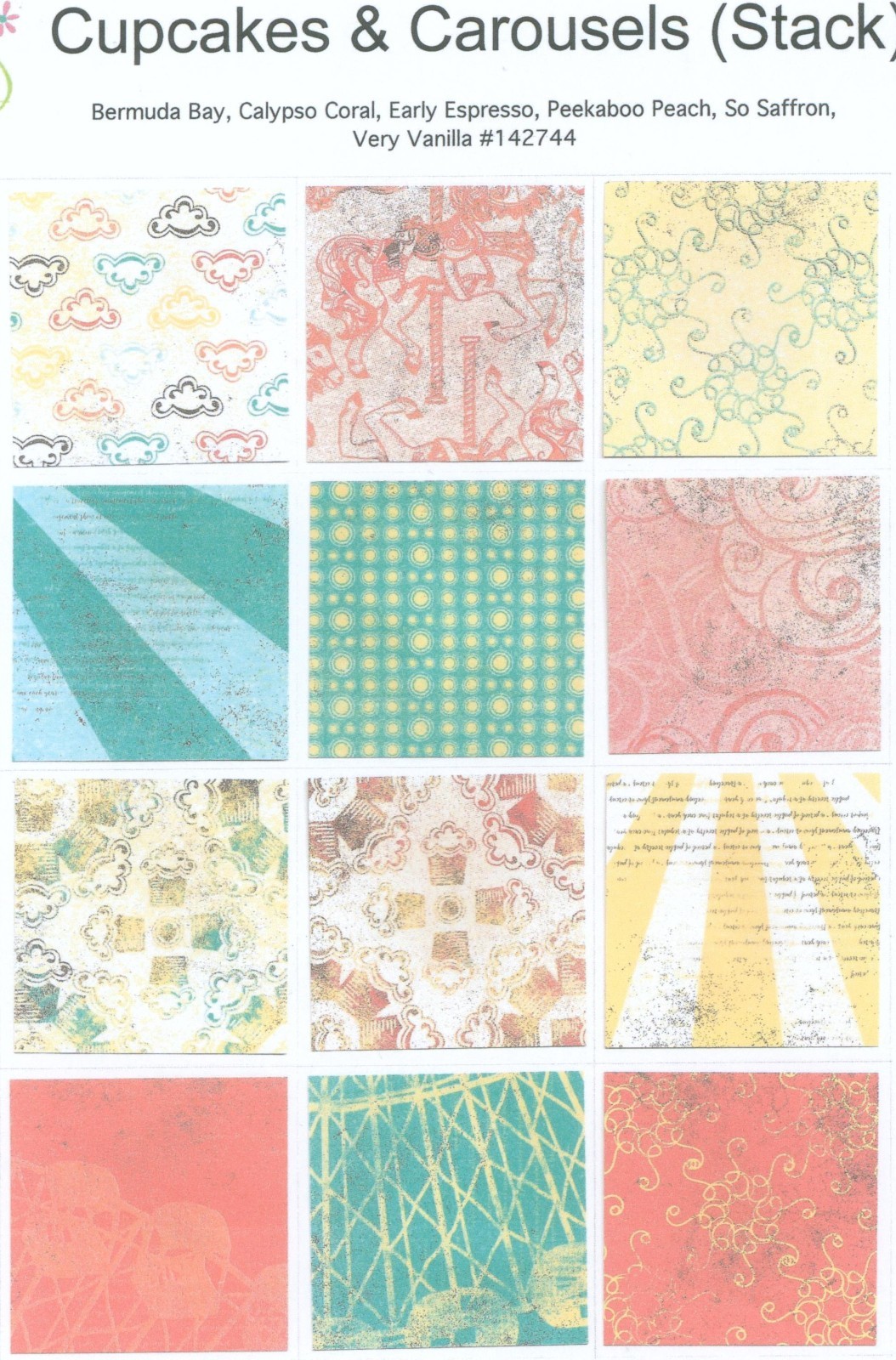 Retired Stampin' Up! Cupcakes & Carousels  6" x 6" Double-Sided DSP