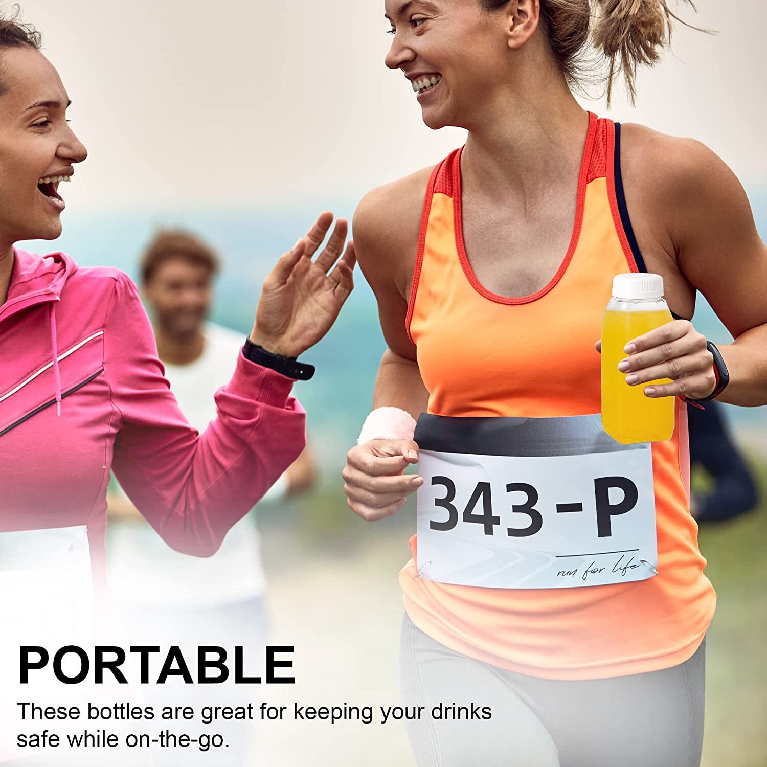 MT Products Plastic Juice Bottles with Caps 8 oz - Set of 12 Bottles and 12 Caps