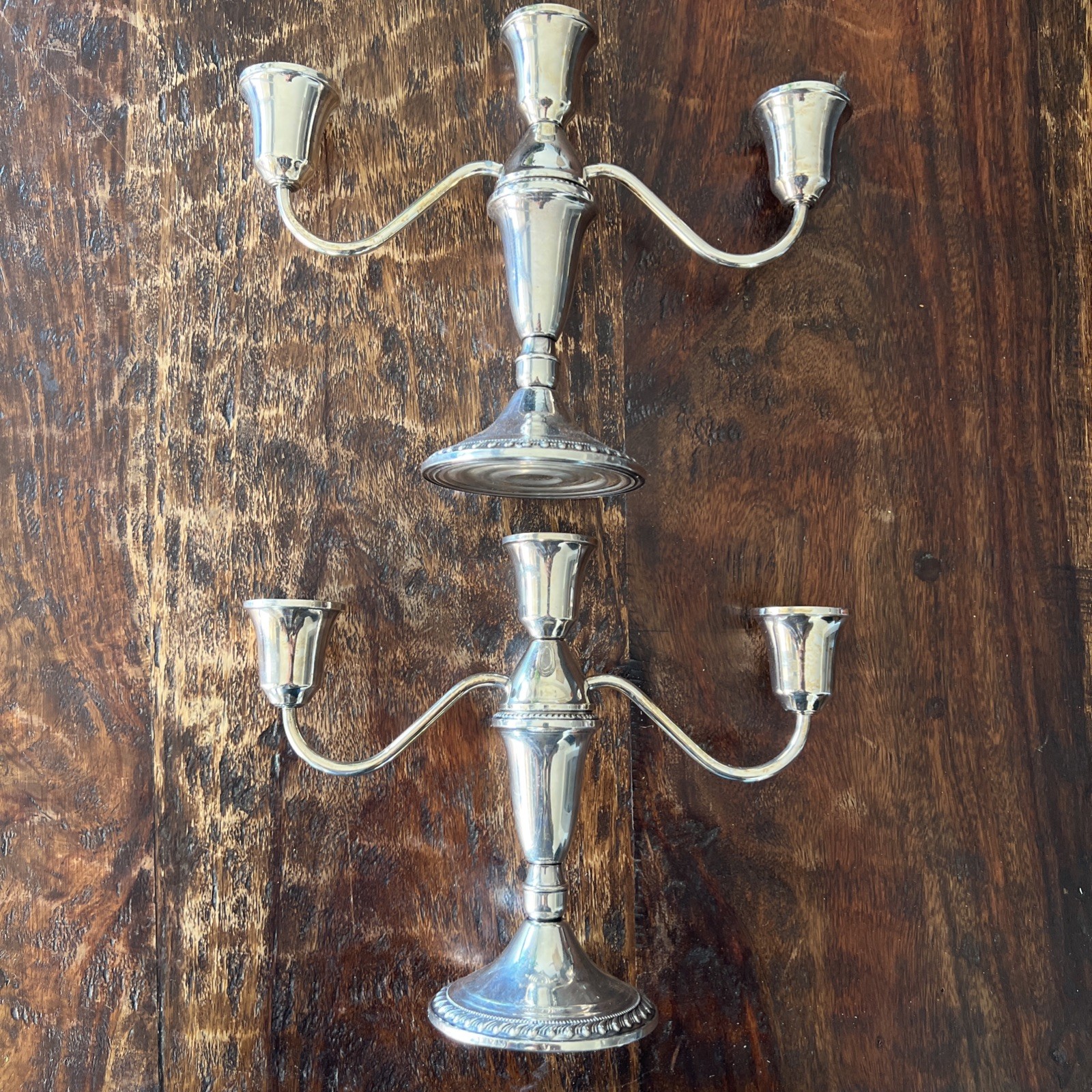 Pair of Duchin Creation Sterling Silver 3 Arm Candelabras Candle Holders