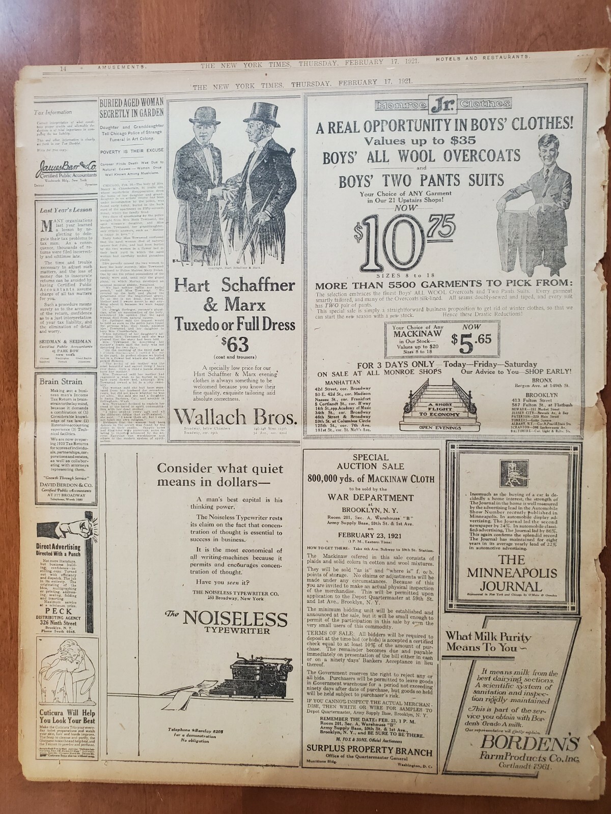 1921 FEBRUARY 17 NEW YORK TIMES - CARUSO IMPROVED; RELAPSE SEEMS REMOTE- NT 8126