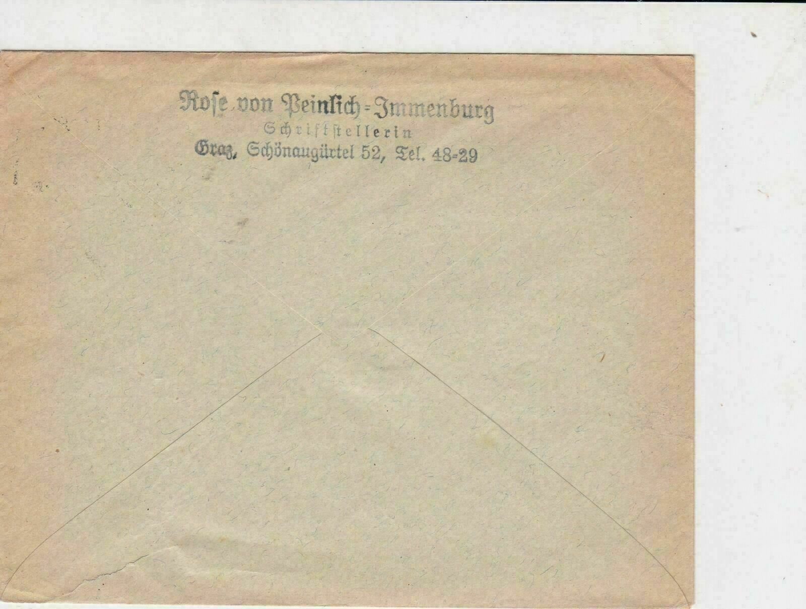 Austria 1936 to Germany Graz Cancel Stamps Cover ref R 16303