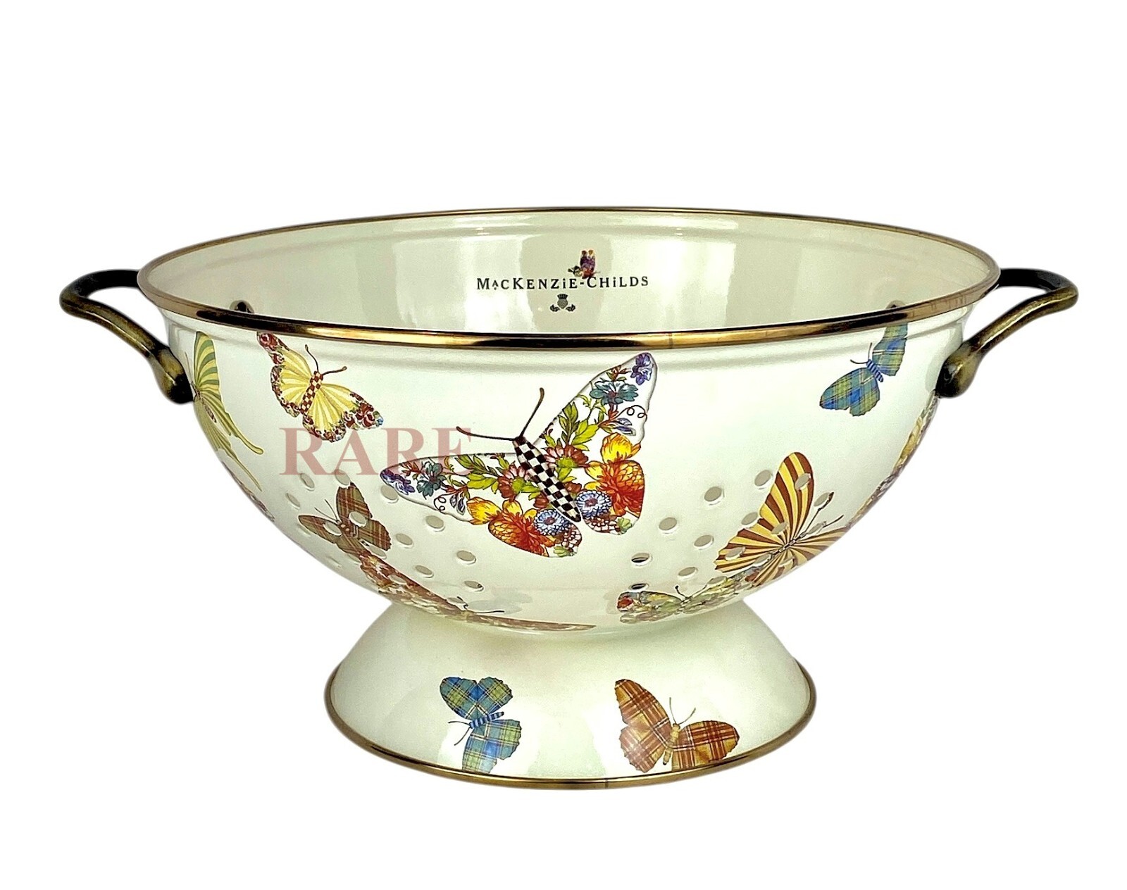 MacKenzie-Childs Butterfly Garden Large Colander White New No Box