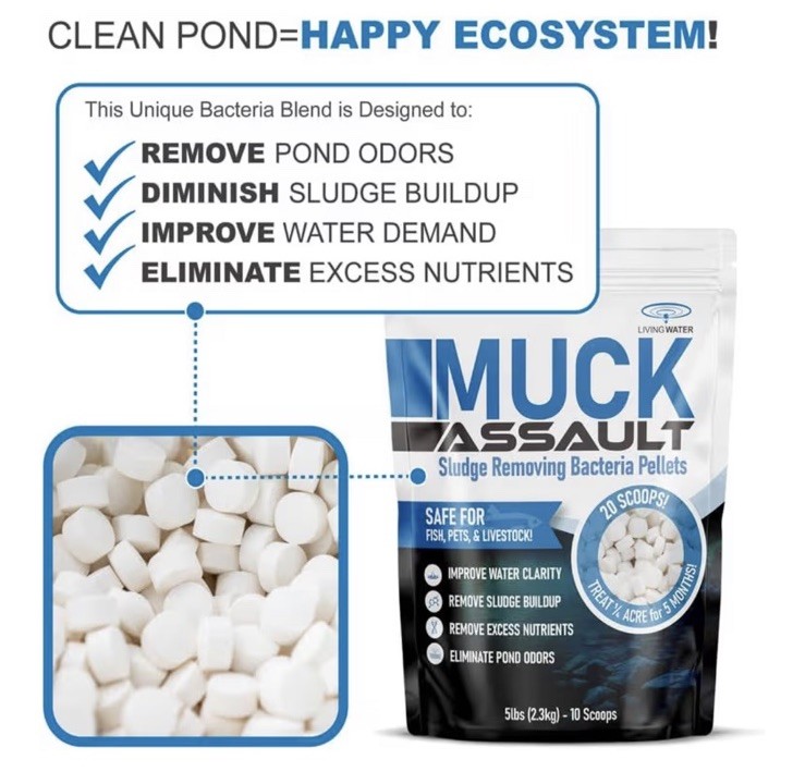 Muck Assault Sludge Removing bacteria Pellets 5lb Bag For Ponds