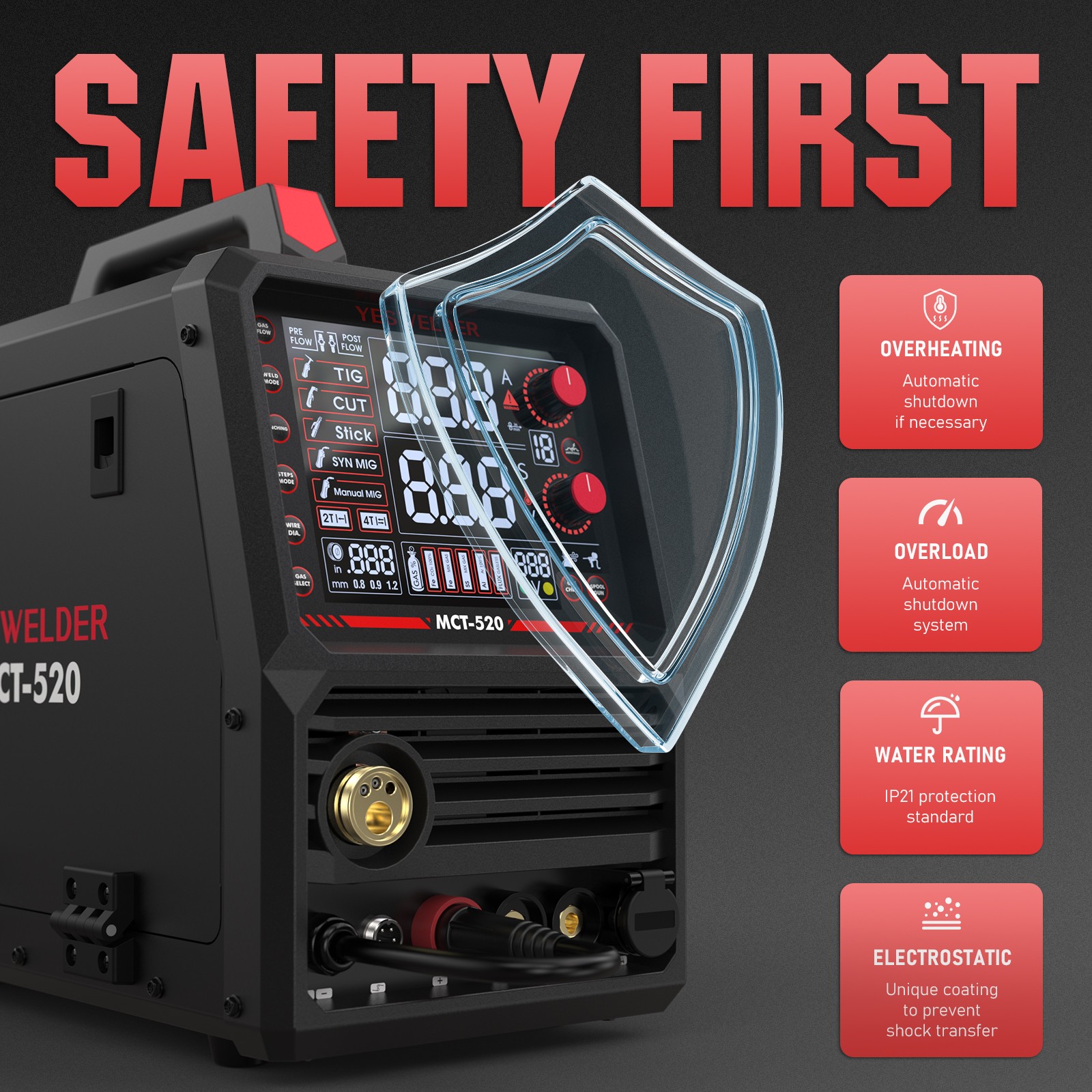 6-in-1 MIG Welder & Plasma Cutter, 200A MIG/TIG/Stick, 50A CUT, 110/220V