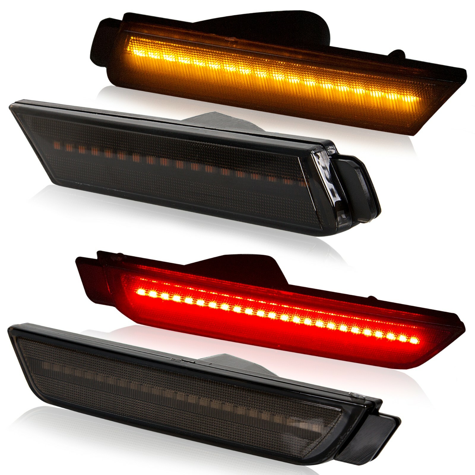 4PCS LED Bumper Side Smoked Marker Light Lamps Set For 2010-2015 Chevy Camaro