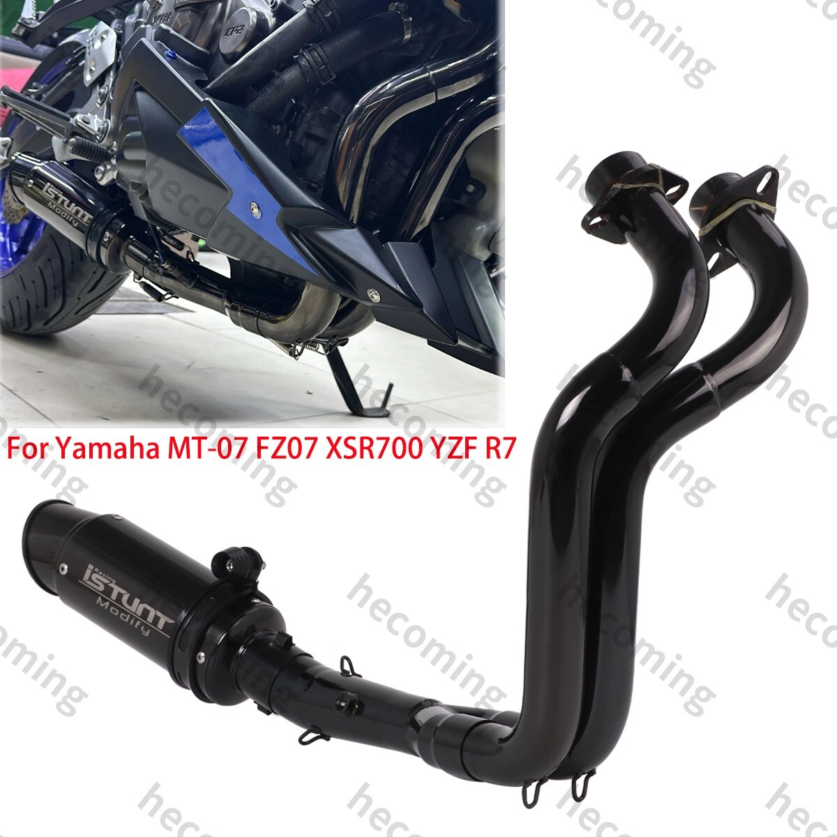 MT07 Full Exhaust System Pipe For Yamaha MT-07 FZ07 XSR700 YZF R7 2022-2024