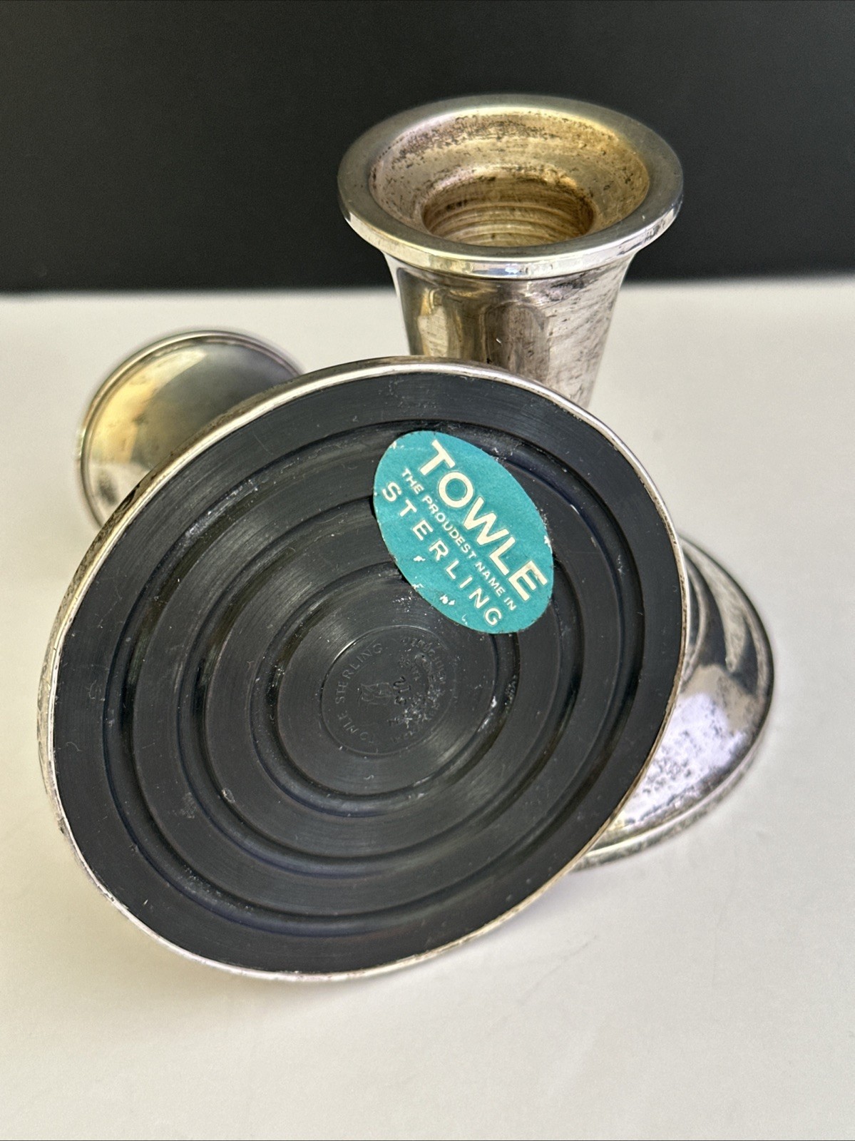 Pair Towel weighted Sterling Silver Candlesticks Candleholders Classic