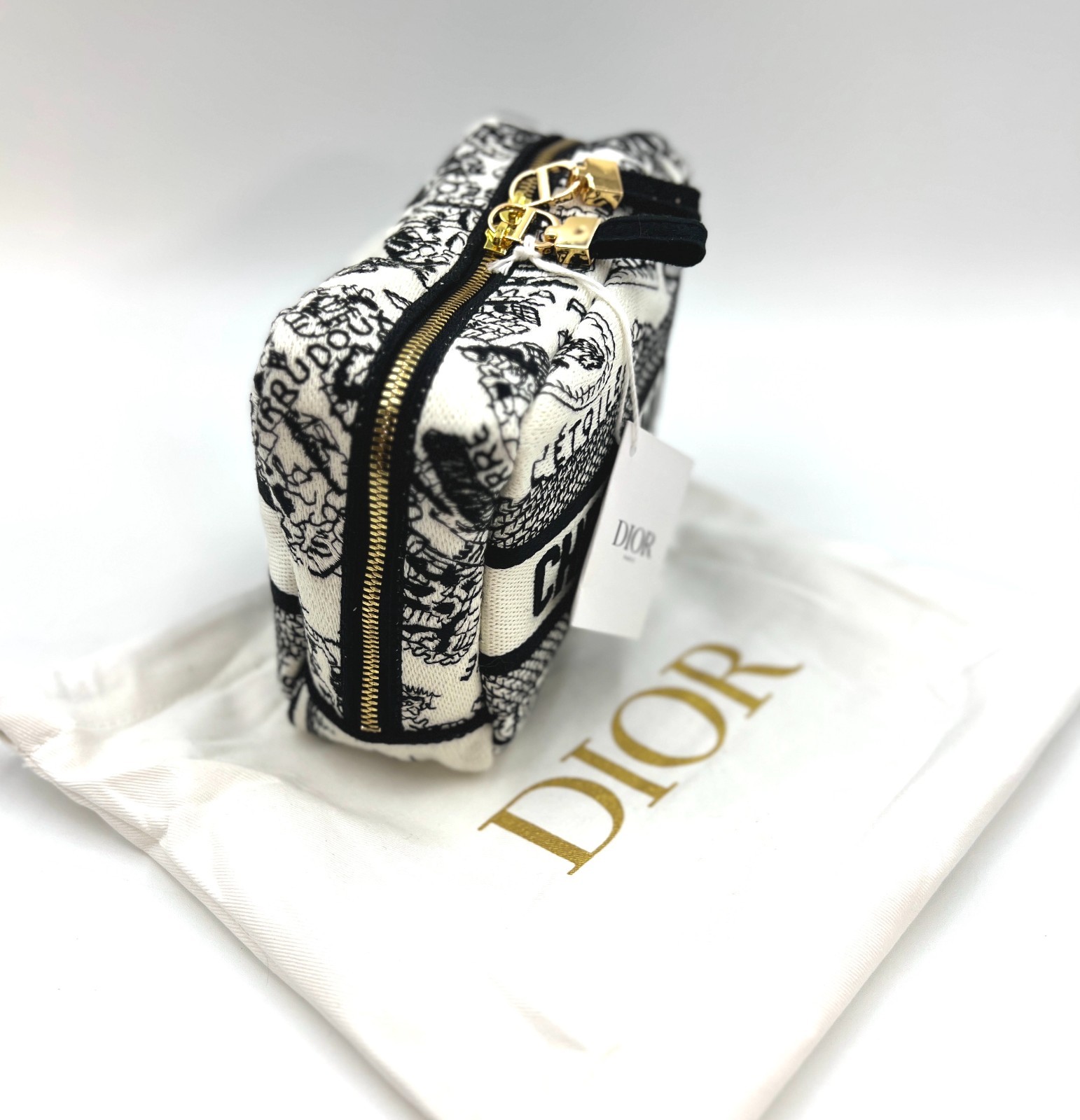 New! Christian Dior Plan De Paris Canvas Embroidered Cosmetic Bag