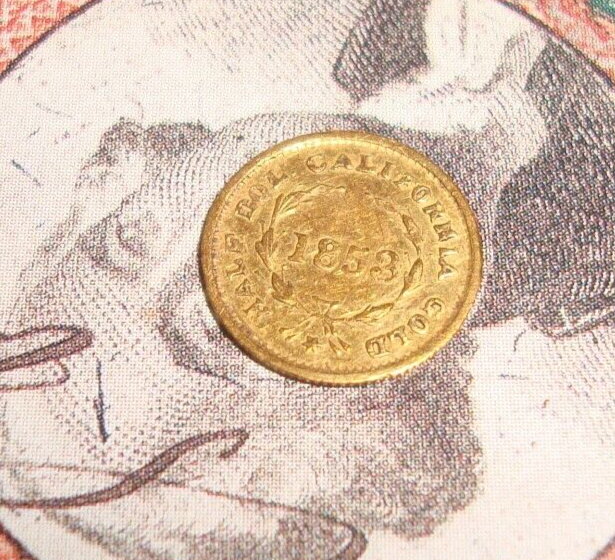California Small Denomination GOLD 1853 Liberty Head Gold Half Dollar-Round DOL.
