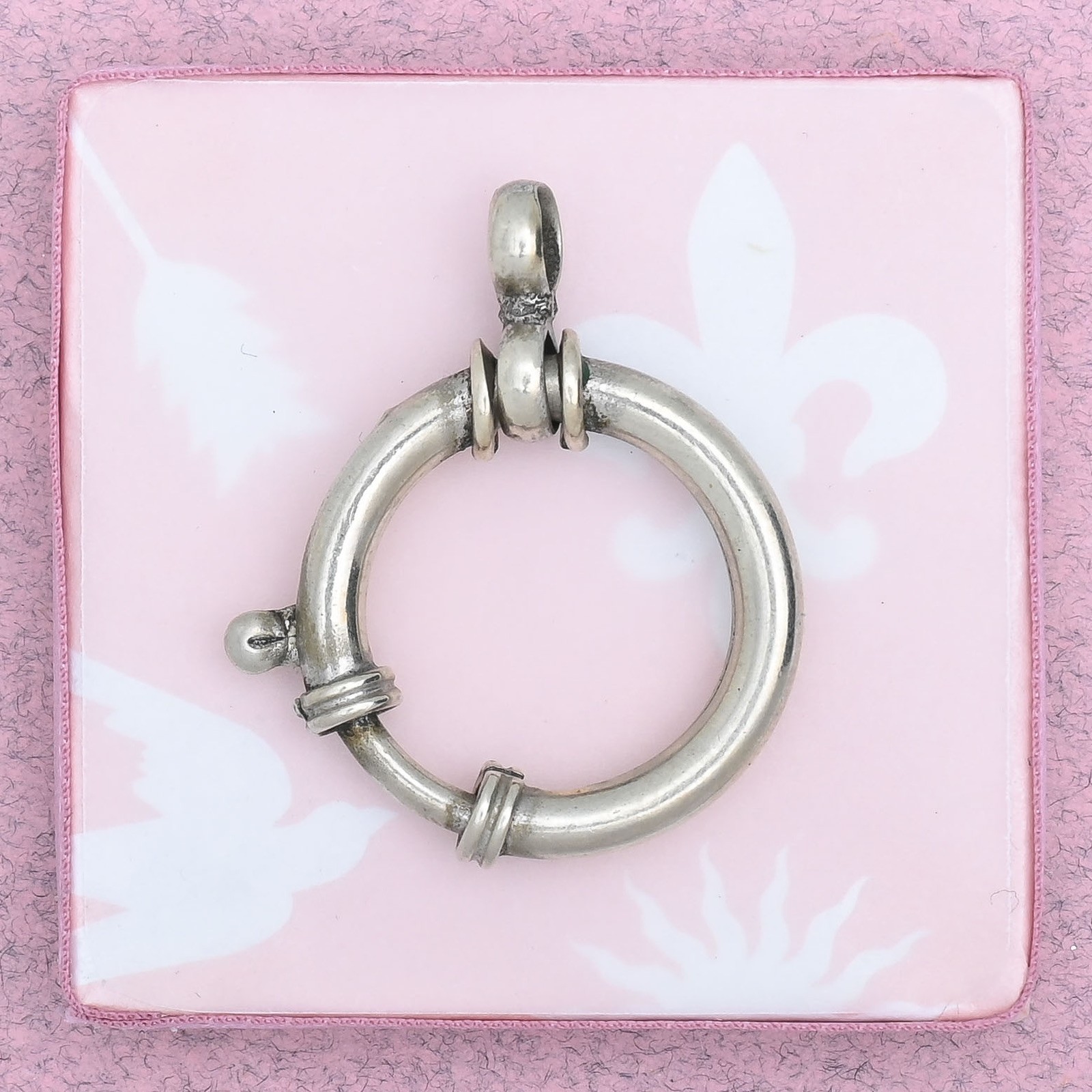 Antique Victorian Silver OVERsized Spring Ring Clasp for Charm Pendant