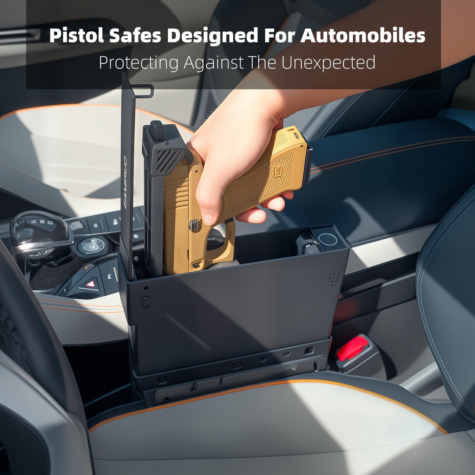 EAMIRUO Car Gun Safe - Quick Access Vehicle Handgun Safe with Fingerprint & K...