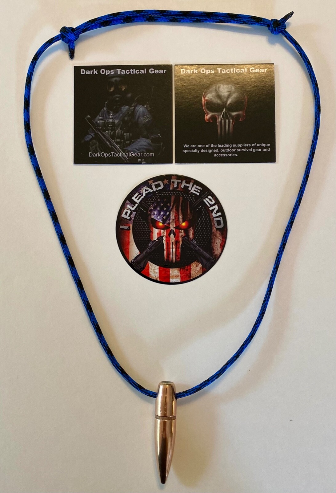 Sniper HOG TOOTH  .50 Cal Paracord ...Necklace ...+ 1 Decal ...Thin Blue Line