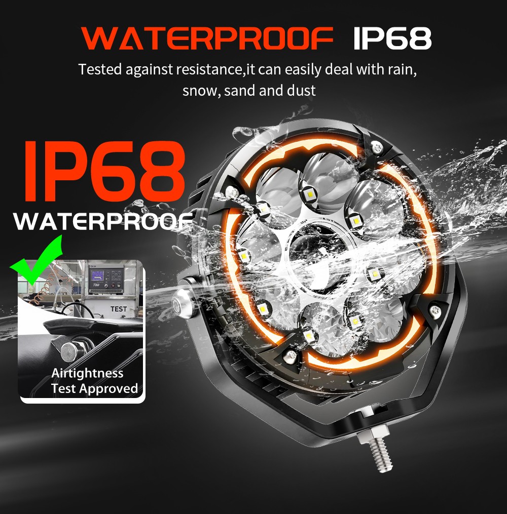 2x 6" Laser LED Motorcycle Driving Fog Spot Light Auxiliary Lamp White+Amber DRL