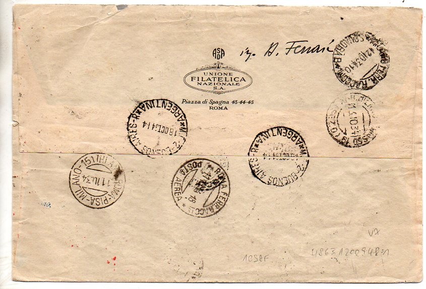 1934 TRIPOLITANIA ITALY TO ARGENTINA ZEPPELIN COVER, UNIQUE FRANKING, TOP RARITY