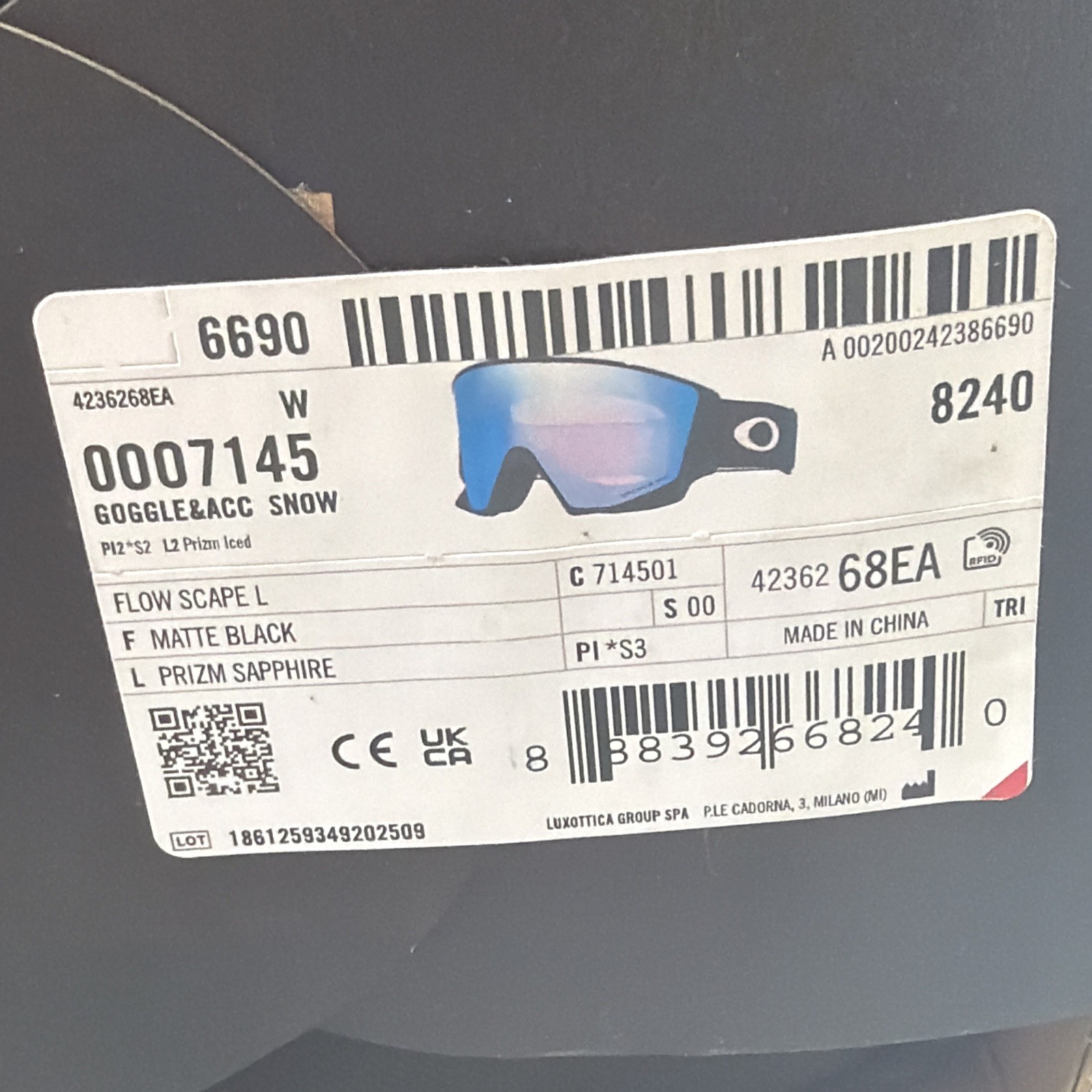 Oakley flow scape size L ski snowboard goggles Matte black frame prism sapphire