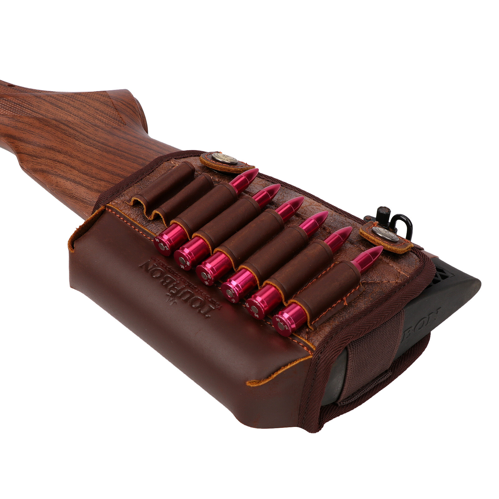 TOURBON PU Leather Cheek Riser Rest Rifle Buttstock Holder 308 WIN Ammo Carrier