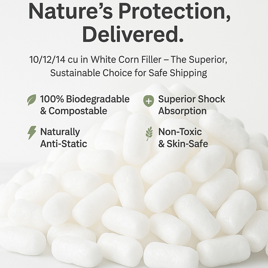 10/12/14" Biodegradable Eco-Friendly Packing Peanuts, Sustainable Shipping Fill
