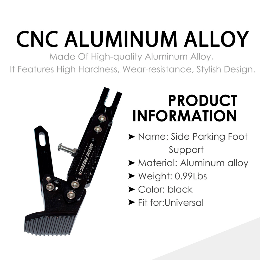 Universal Adjustable Aluminum Alloy Motorcycle Side Stands Kickstand Holder CNC