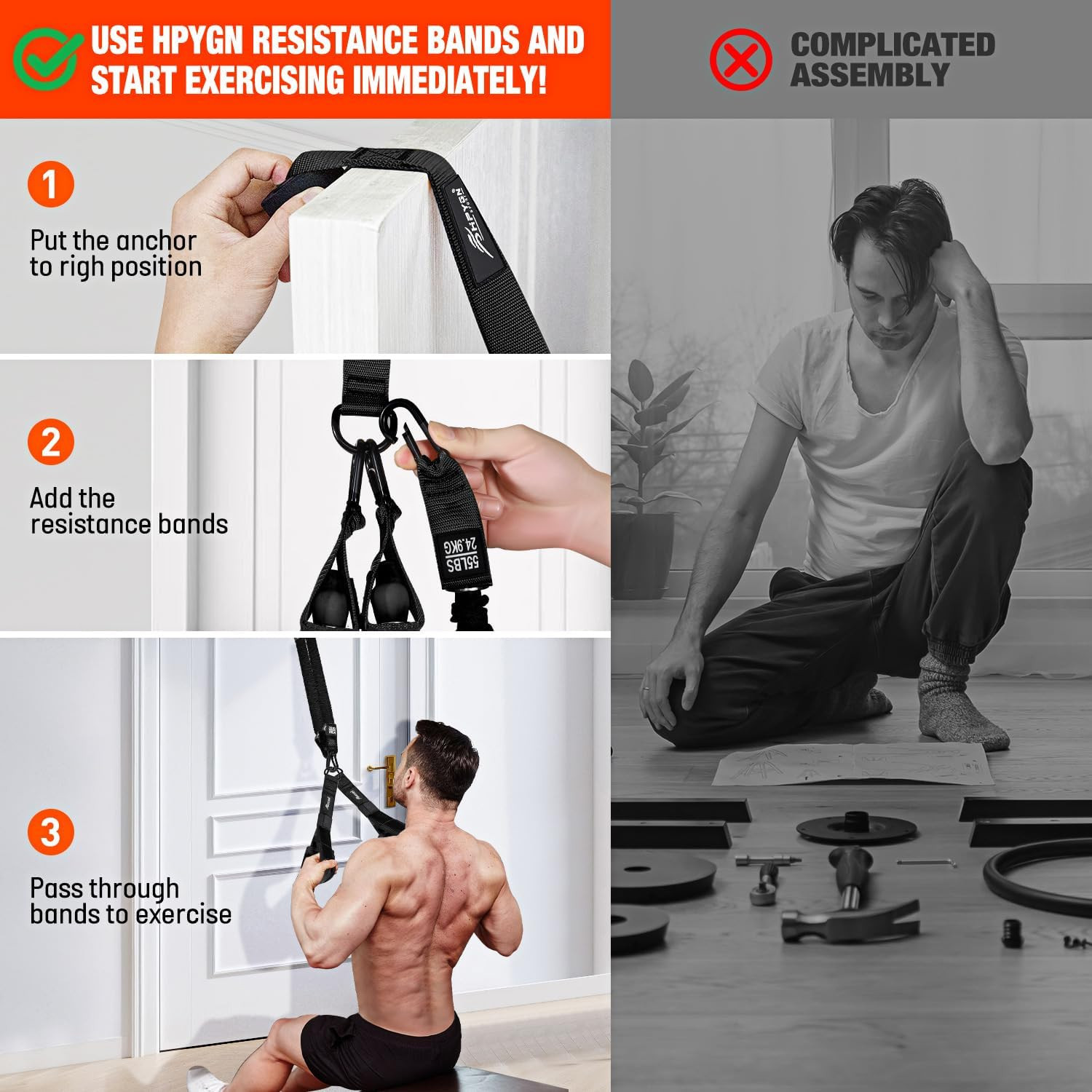 Rowing Resistance Bands, Best Replacement for Rowing Machine, Home Gym Workout E