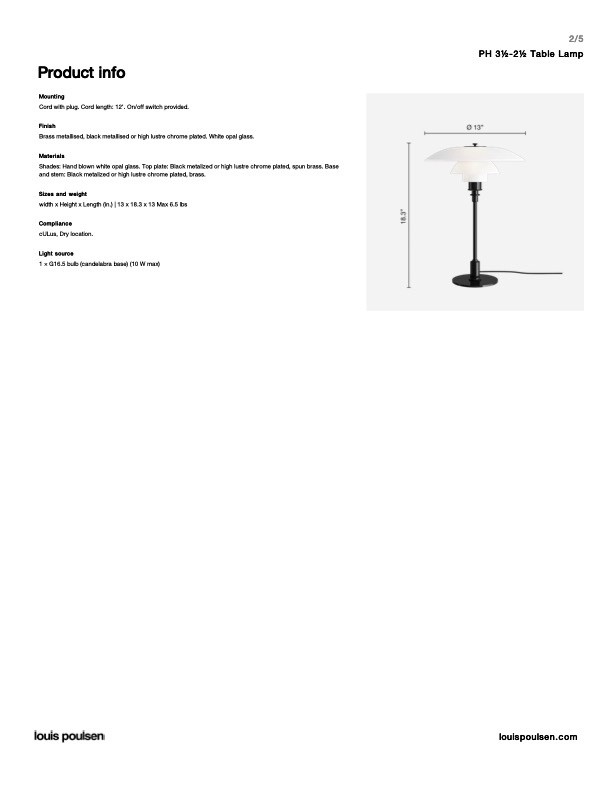 Louis Poulsen PH 3/2 2025 Table Lamp In Black (unopened box)