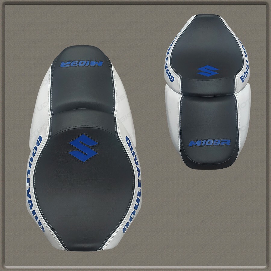 CUSTOM Design (Black-White+Blue) Seat Cover Suzuki BOULEWARD M109R 2006+