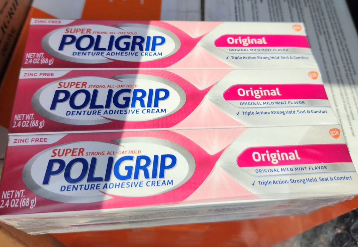 6 pack - Super Poligrip Denture Adhesive Cream - 2.4 OZ