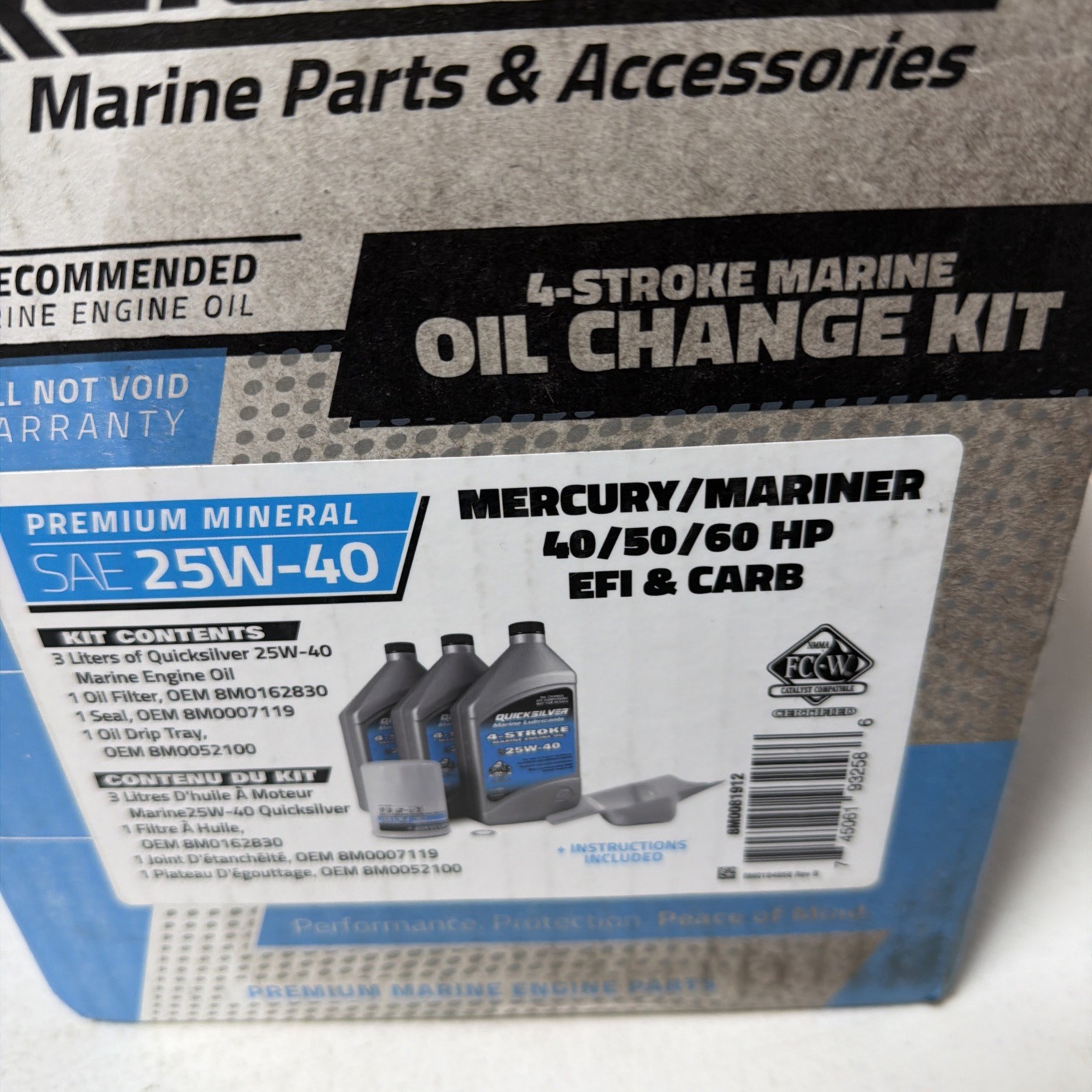 Mercury Marine Mercruiser New OEM 25W-40 Oil Change Kit, 8M0081912