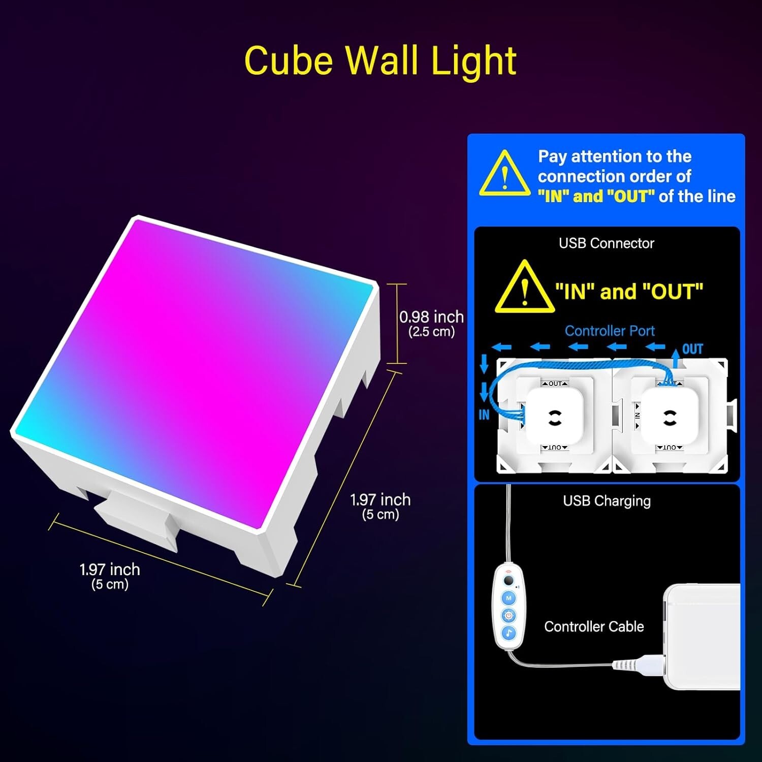 9 Pack Wall Light RGB Panel Smart APP Mini Square RGB Lights Smart LED White