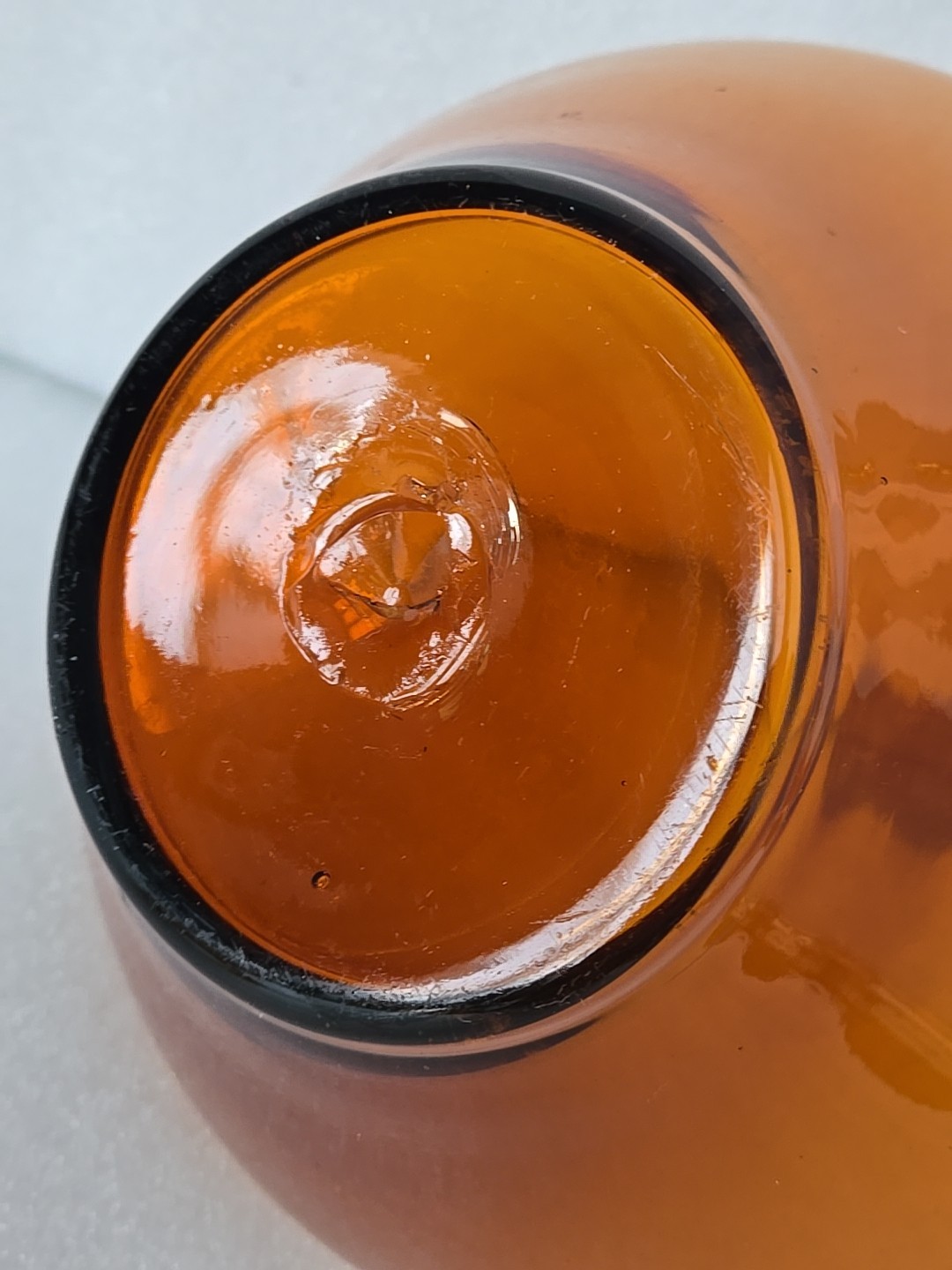 Blenko Orange Amber Glass Decanter Mushroom Stopper 14"