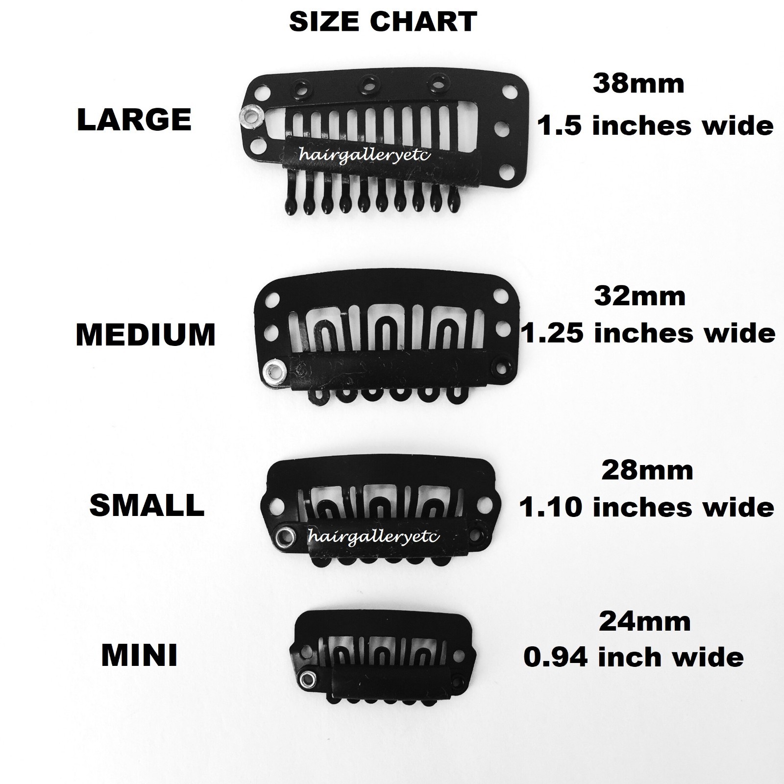 QUALITY MINI HAIR EXTENSION CLIPS SNAP WIG CLIPS FOR TOUPEES HAIR PIECES 24 mm