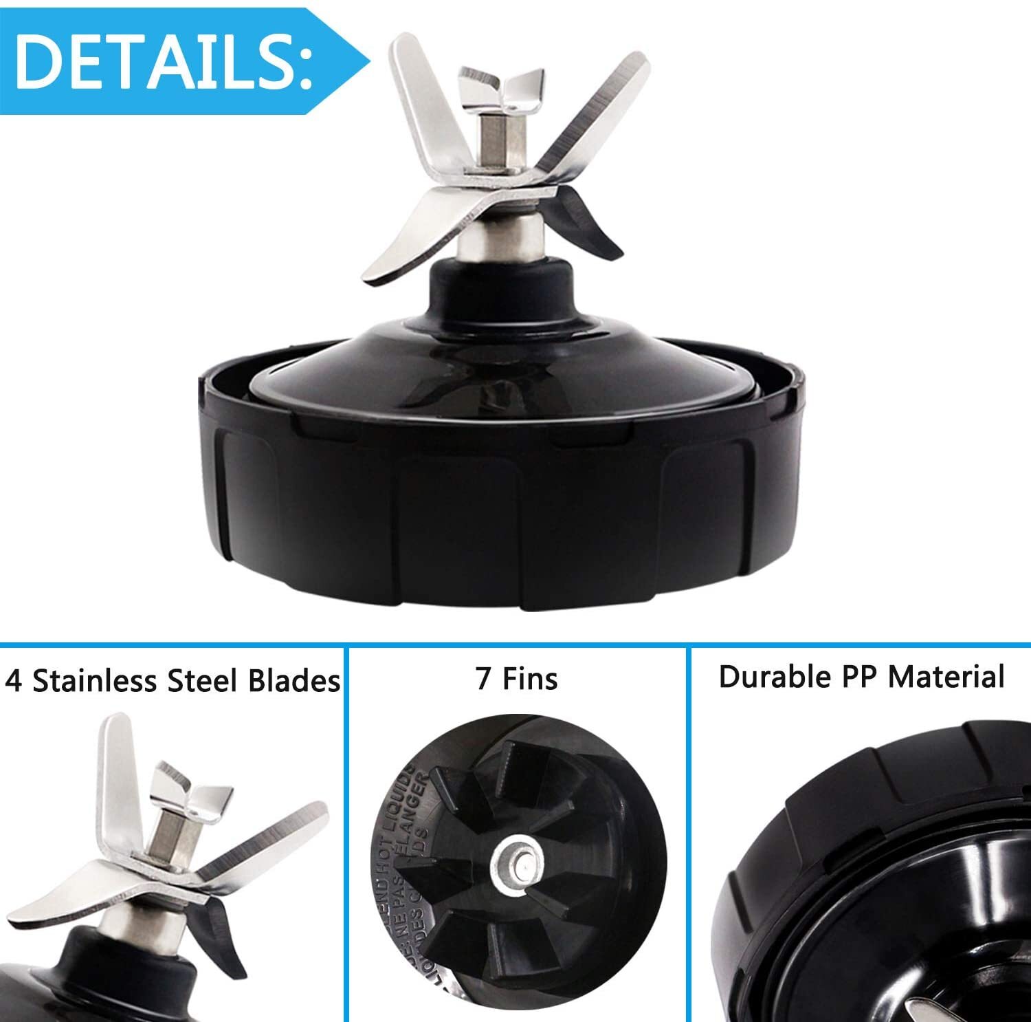 Replacement Extractor 7 Fin Blade Compatible with Nutri Ninja Auto IQ Blenders