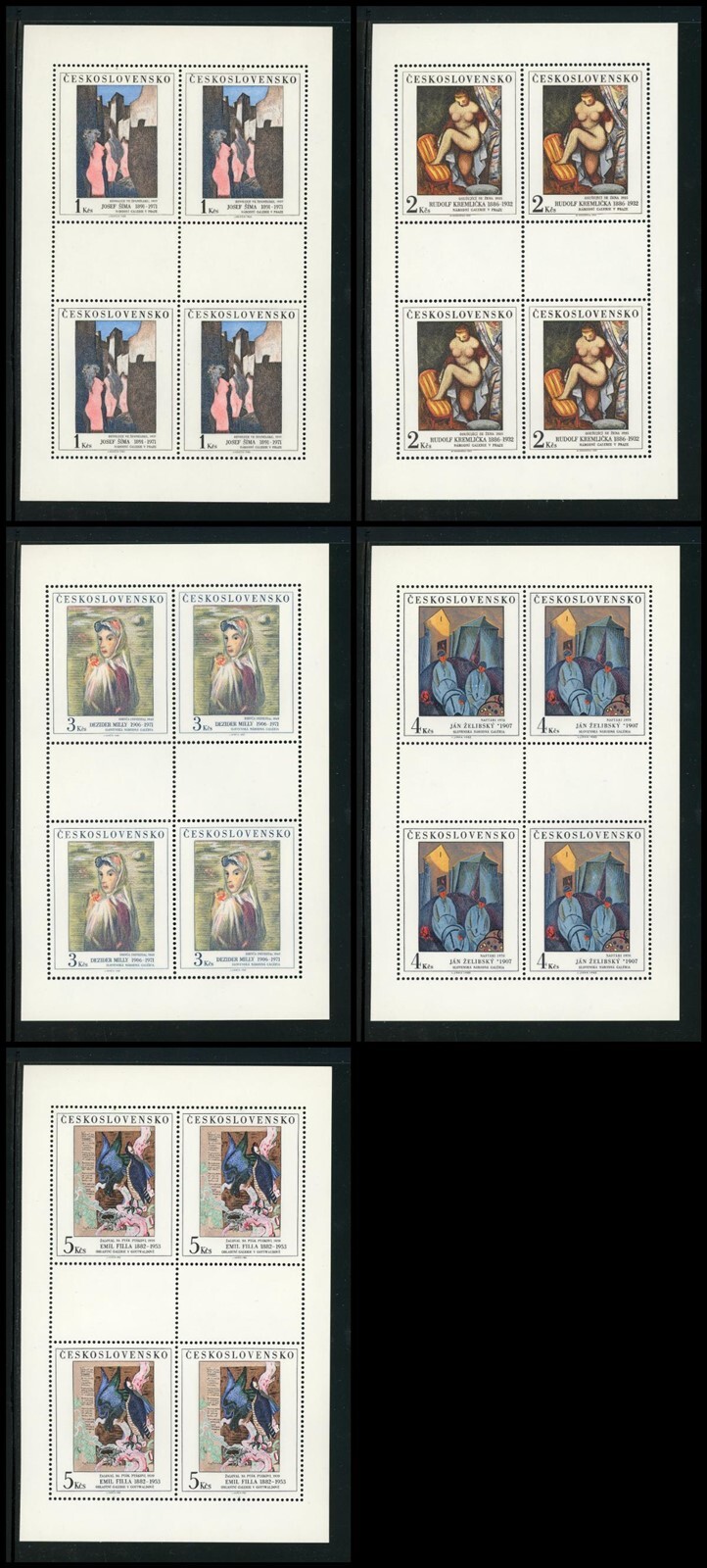Czechoslovakia Scott #2437-2441 MNH SHEETS Paintings ART 1982 CV$20+ 459403