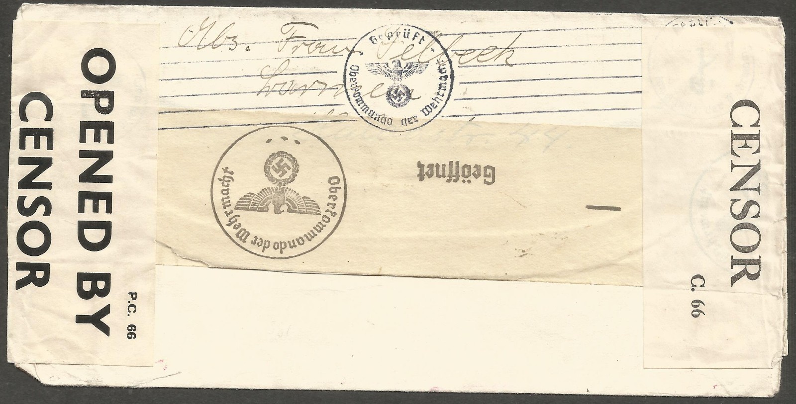 1940 Kriegsgefangenpost German POW Switzerland to Canada