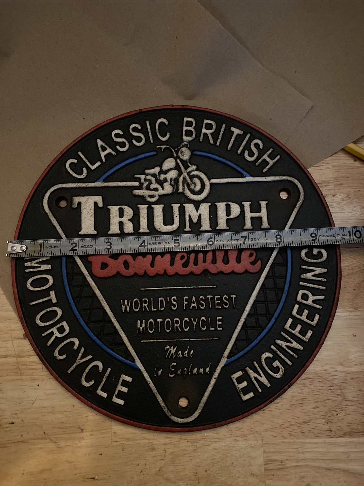 Triumph Motorcycles Sign Plaque Cast Iron Patina Fatboy Biker Indian Collector