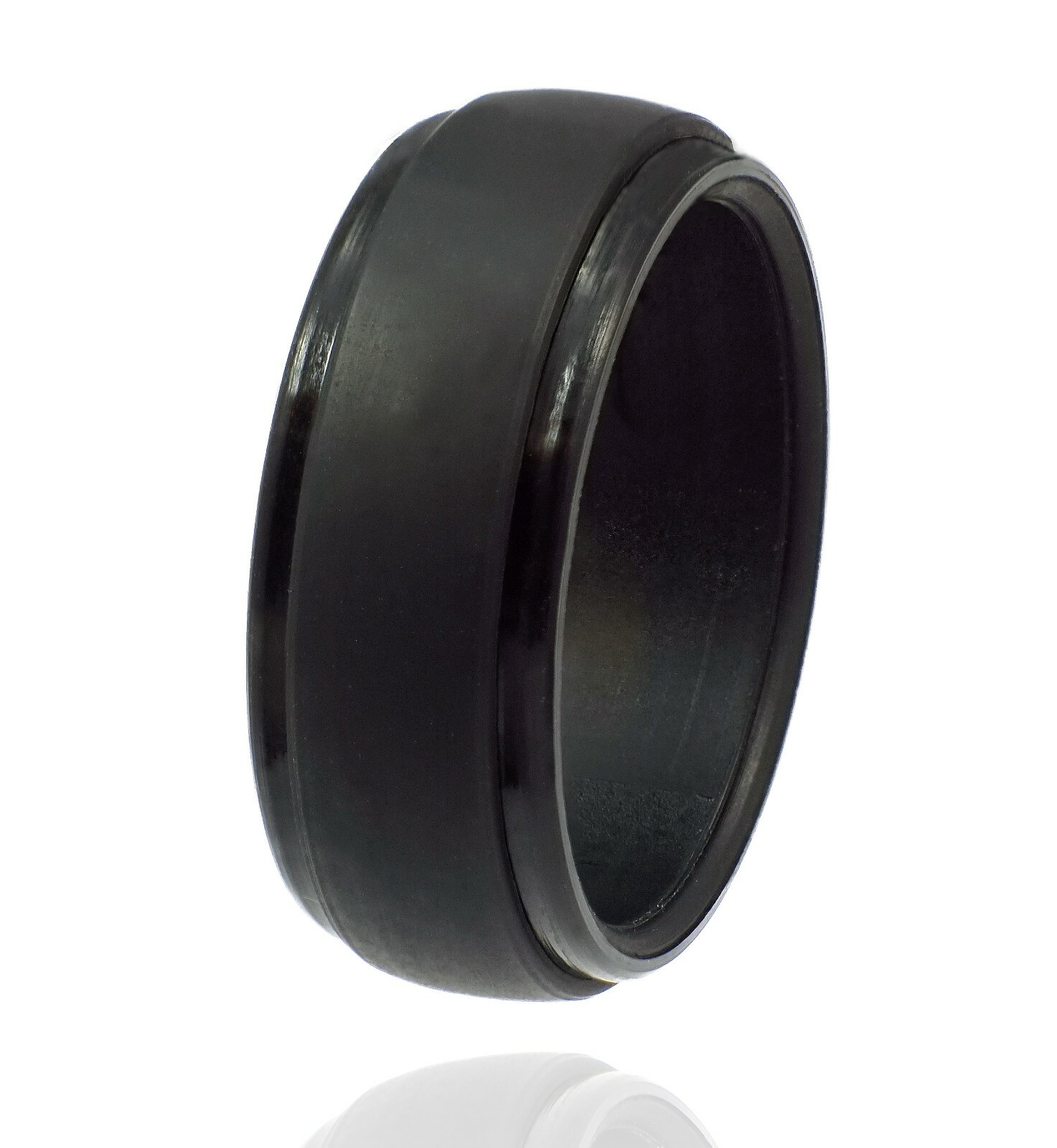 SILICONE WEDDING RING for Men by LiveLife BLACK GROOVE Rubber Band (Single Pack)