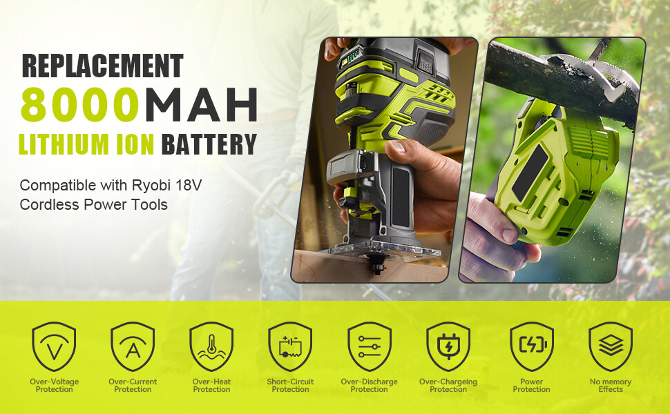 2PACK For RYOBI 18V 8.0Ah P108 High Capacity Battery 18Volt Lithium-Ion One Plus