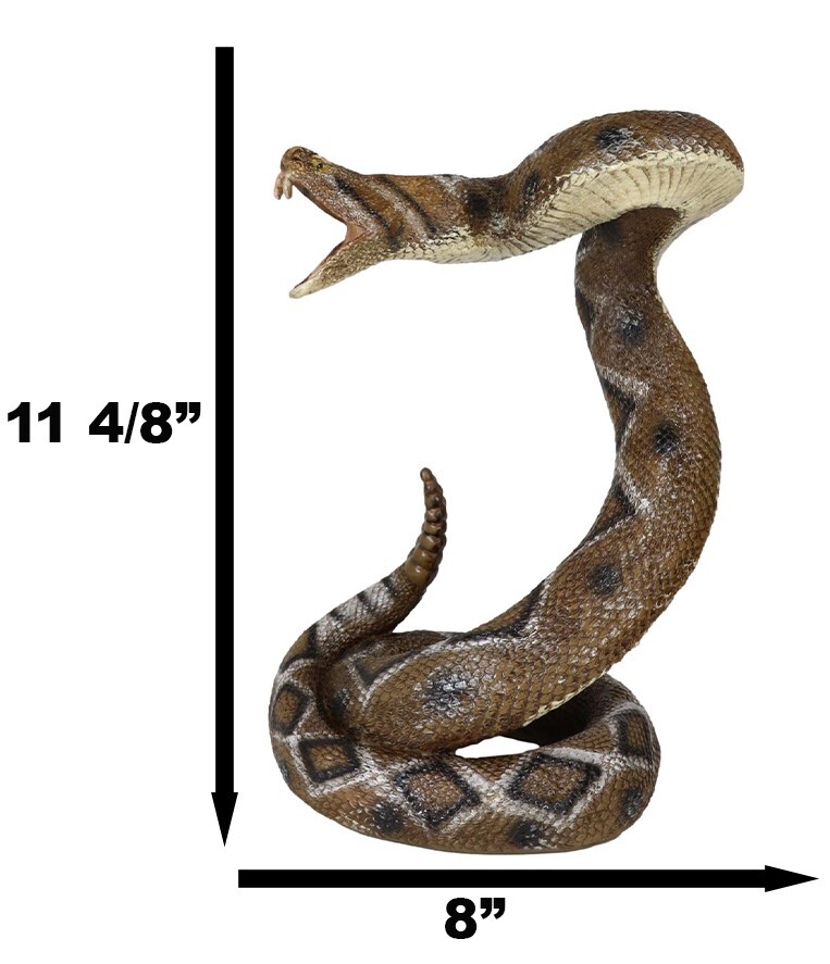 Realistic Attacking Coiled Diamondback Rattlesnake With Fangs Bared Figurine