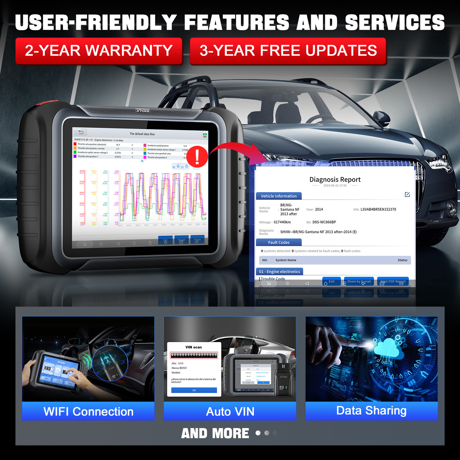 USED XTOOL D8W Auto Full Diagnostic Tool Bi-Directional WIFI Scanner Topology