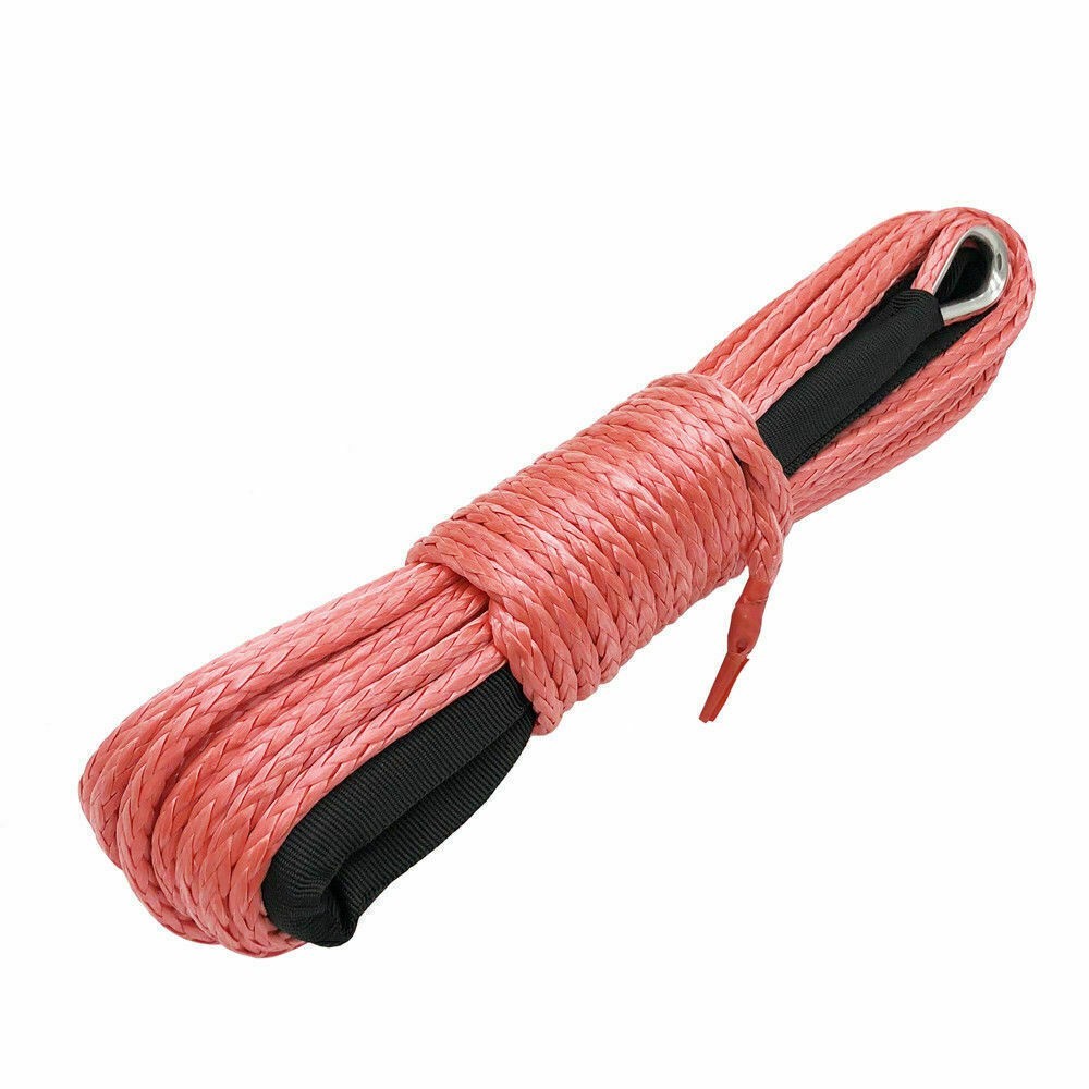 1/4"x50' 10000LBS Synthetic Winch Rope Line Recovery Cable ATV UTV 4WD 4x4 Red