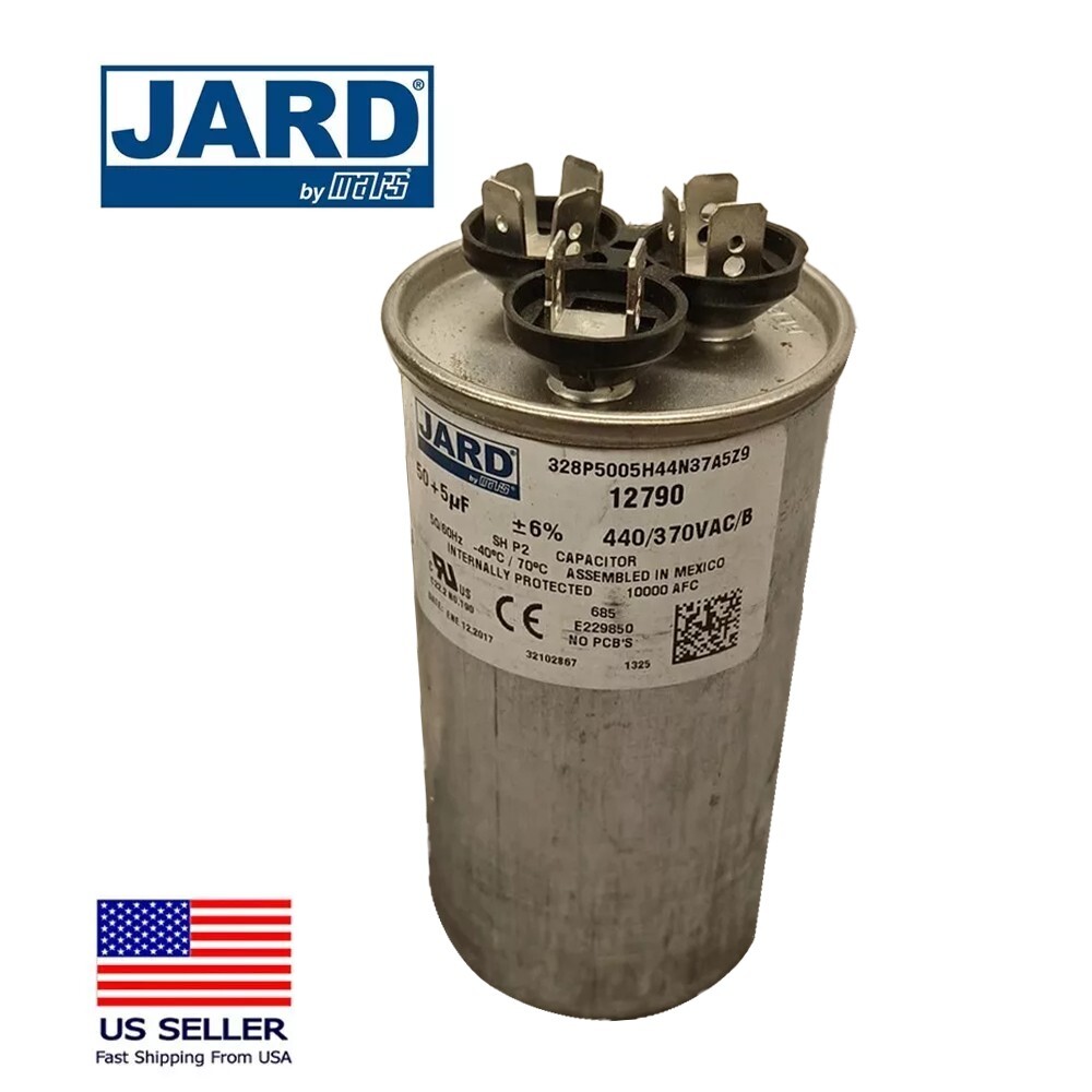 MARS/JARD 12790 50 + 5 uf MFD 370 440 VAC Round Dual Capacitor