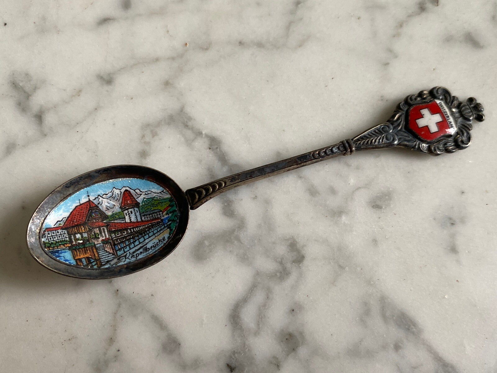 Switzerland Lucerne covered Bridge souvenir spoon Kapellbrucke